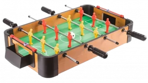 The Game Factory fotbollsspel mini är ett bordsspel utan ben. Smidig att packa med på resan.