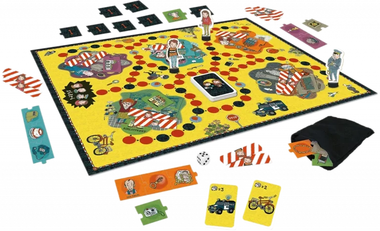 Spelplanen på LasseMajas Pusseldeckarspel, som är ett barnspel och brädspel för barn 8 år, 9 år, 10 år och äldre.