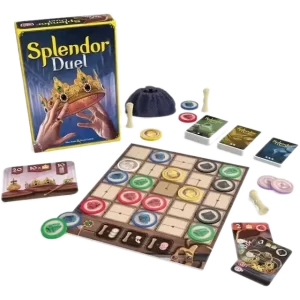 Splendor Duel spelplan, ett spännande brädspel för två som man kommer ha massa skoj med.