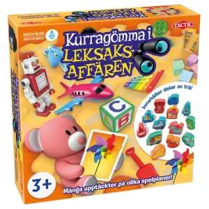 Kurragömma i Leksaksaffären är vårt val av bästa sällskapsspel för barn. Det har ett lekfullt och färgglatt tema med roliga förutsättningar.