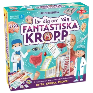 Lär Dig Vår Fantastiska Kropp är ett lärorikt sällskapsspel för barn där man får lära sig mer om kroppen samtidigt som man varvar fysiska övningar. Riktigt bra gjort tycker vi.